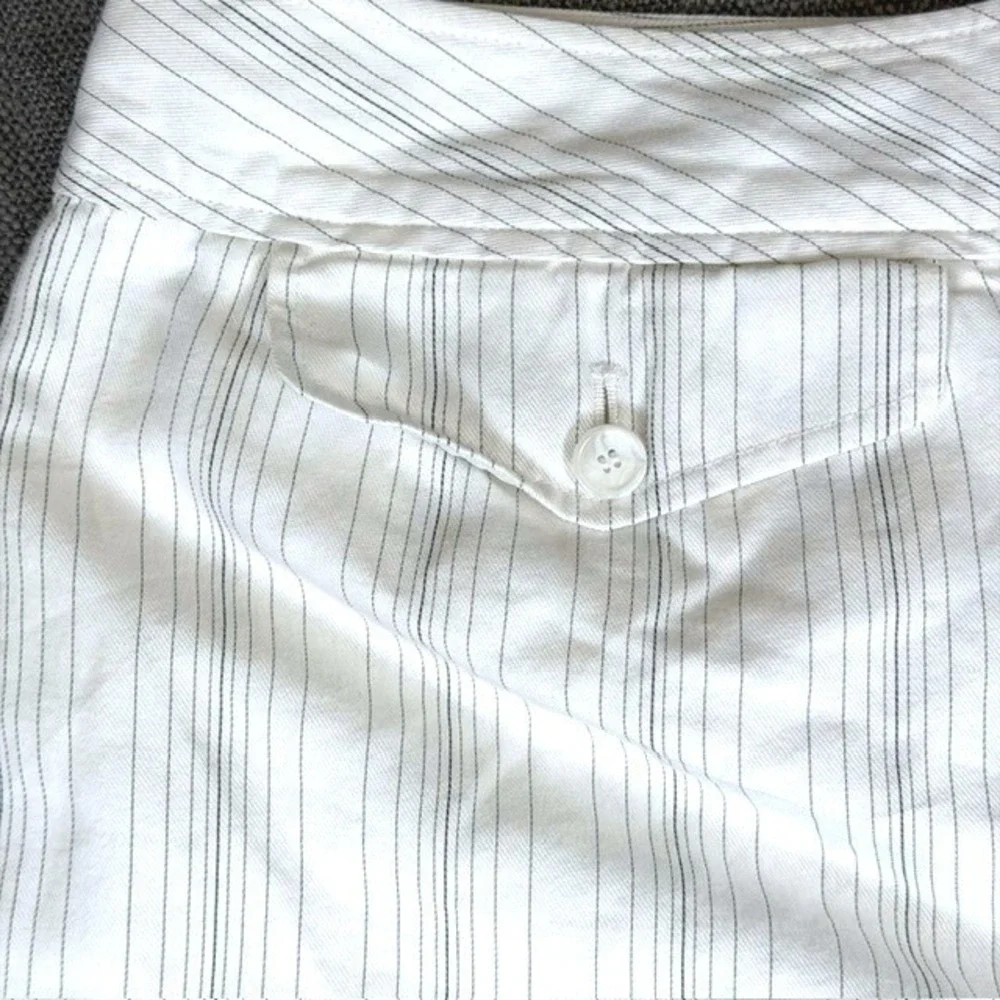 Ann Taylor Womens 16 White Pinstripe Wide Leg Dress Pants Cotton Rayon 139952